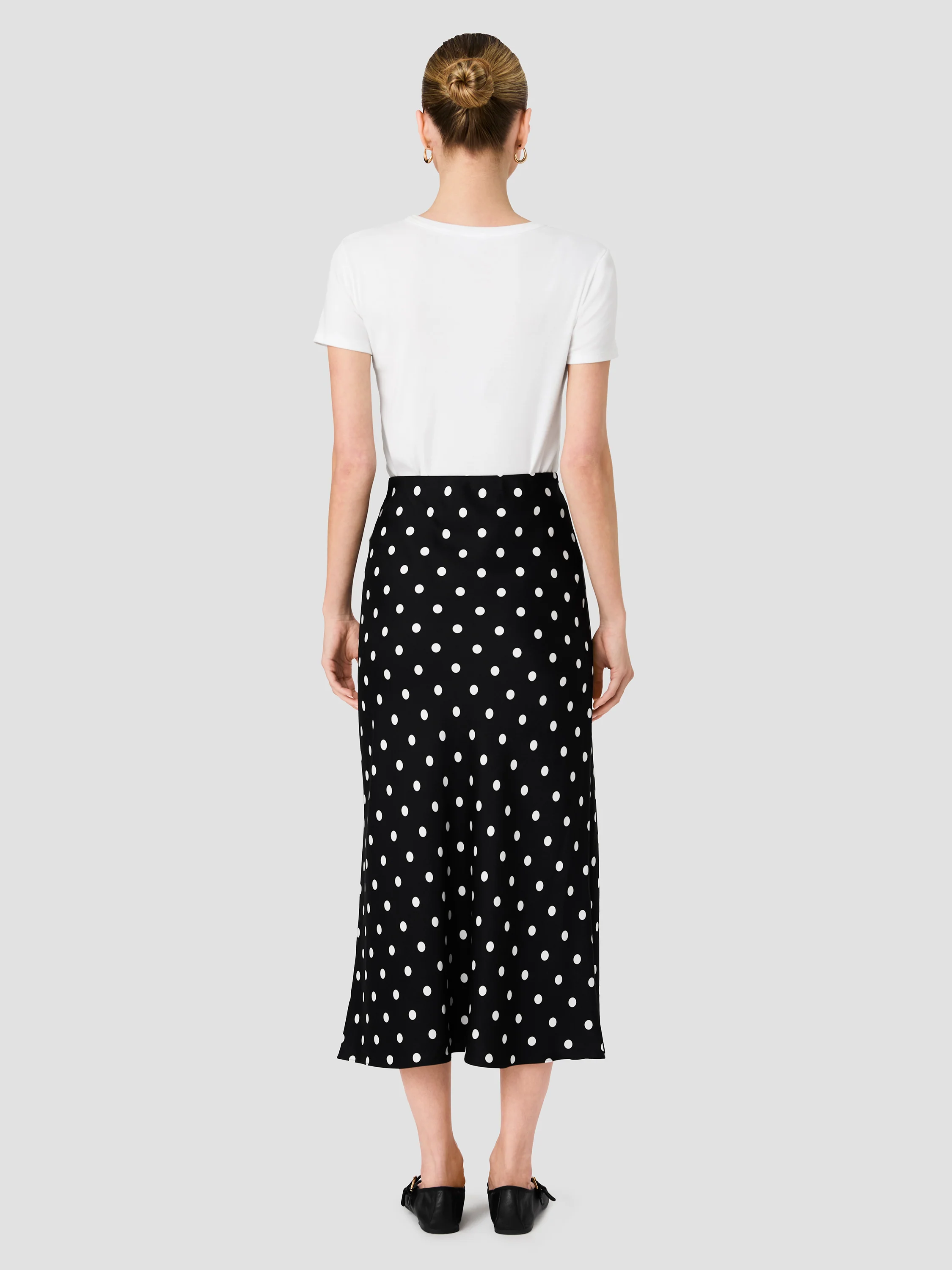 ENNIS SATIN POLKA DOT MIDI SKIRT - Image 4