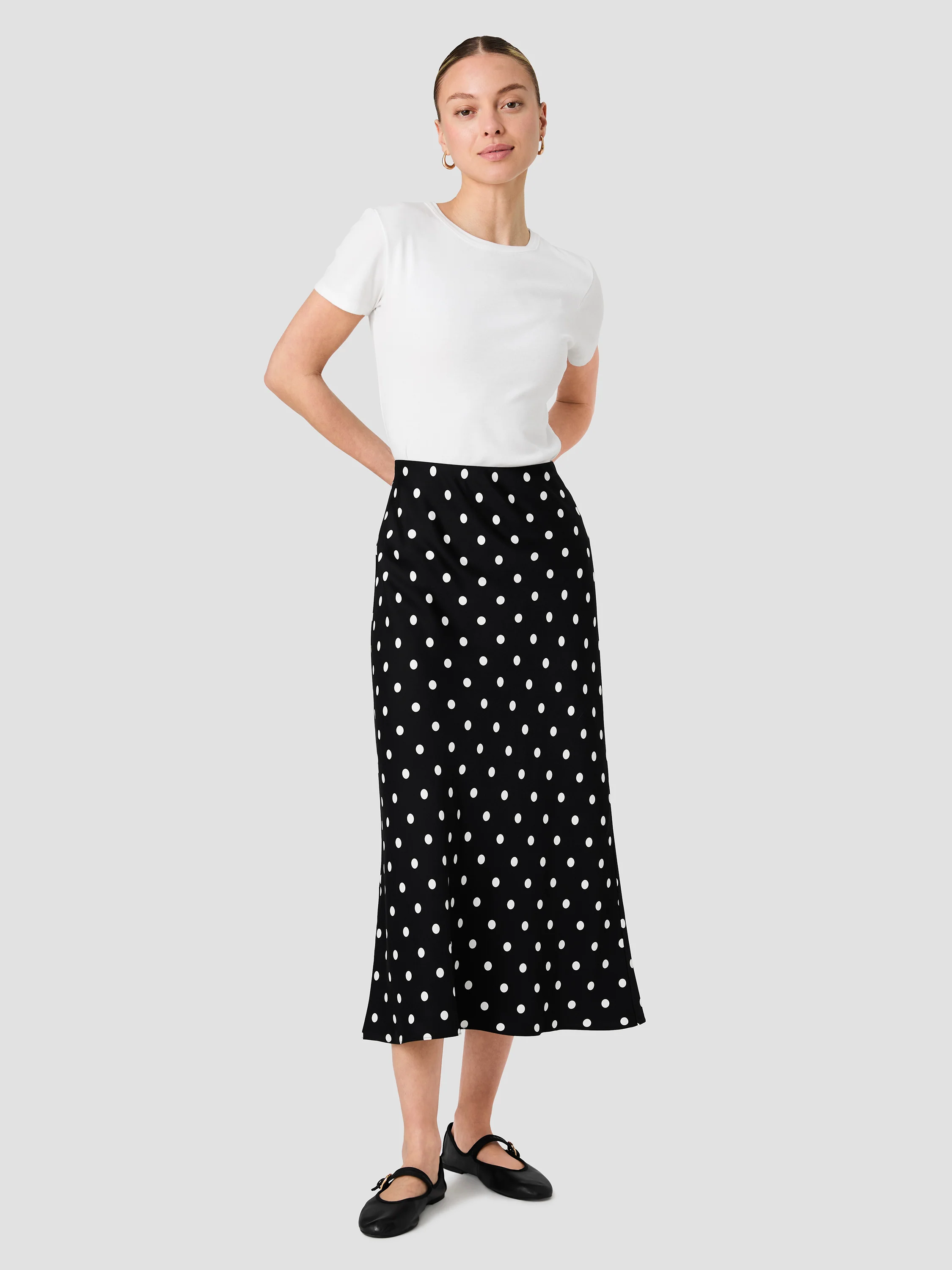 ENNIS SATIN POLKA DOT MIDI SKIRT - Image 7