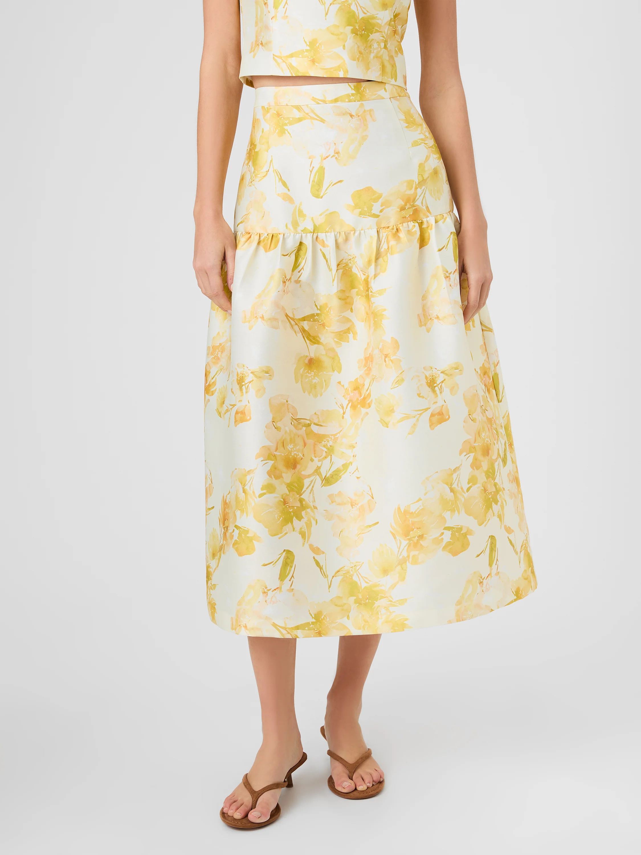 STRUCTURED TAFFETA SOPHIE FLEUR MIDI SKIRT - Image 2