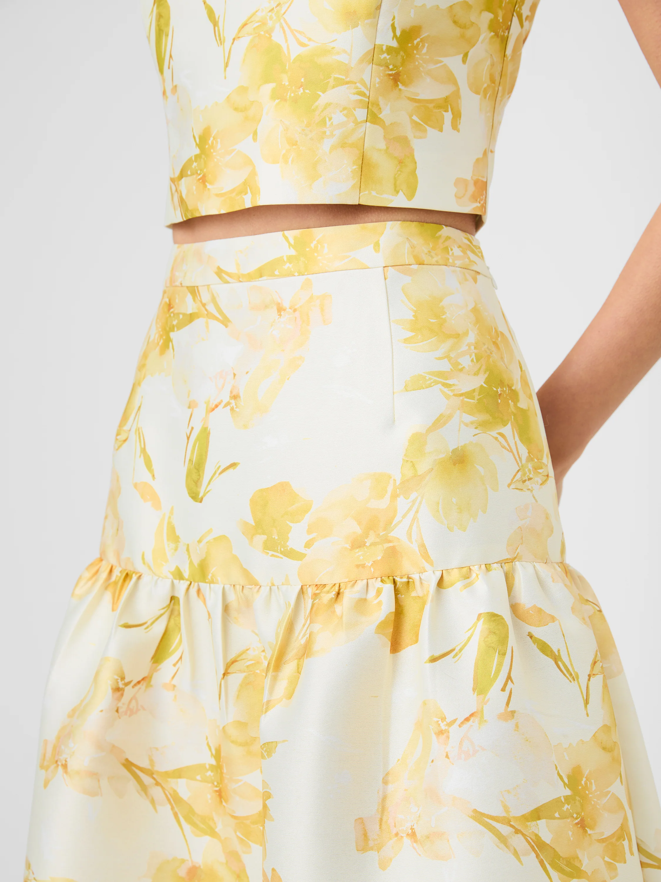 STRUCTURED TAFFETA SOPHIE FLEUR MIDI SKIRT - Image 3