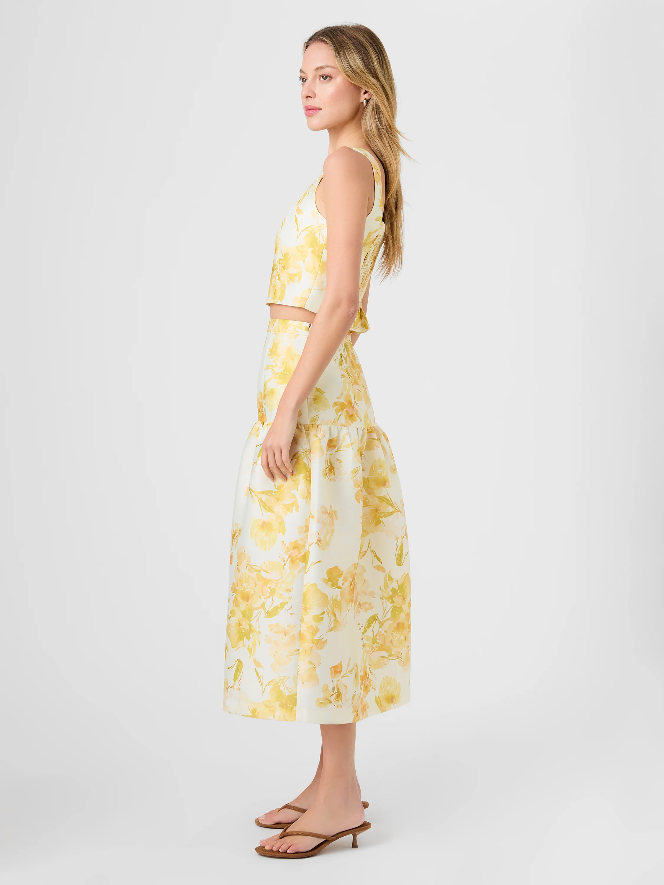 STRUCTURED TAFFETA SOPHIE FLEUR MIDI SKIRT - Image 4