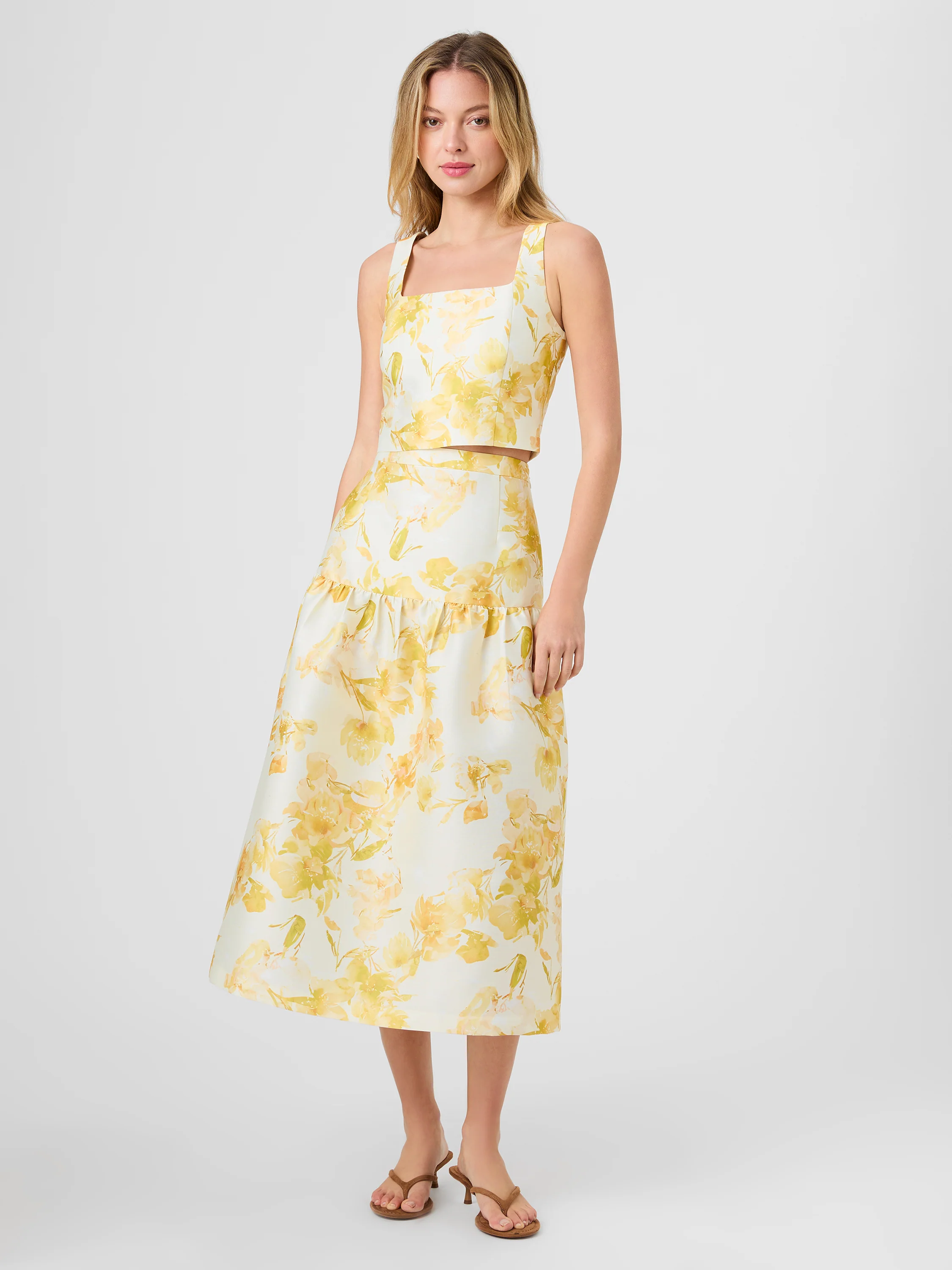 STRUCTURED TAFFETA SOPHIE FLEUR MIDI SKIRT - Image 6