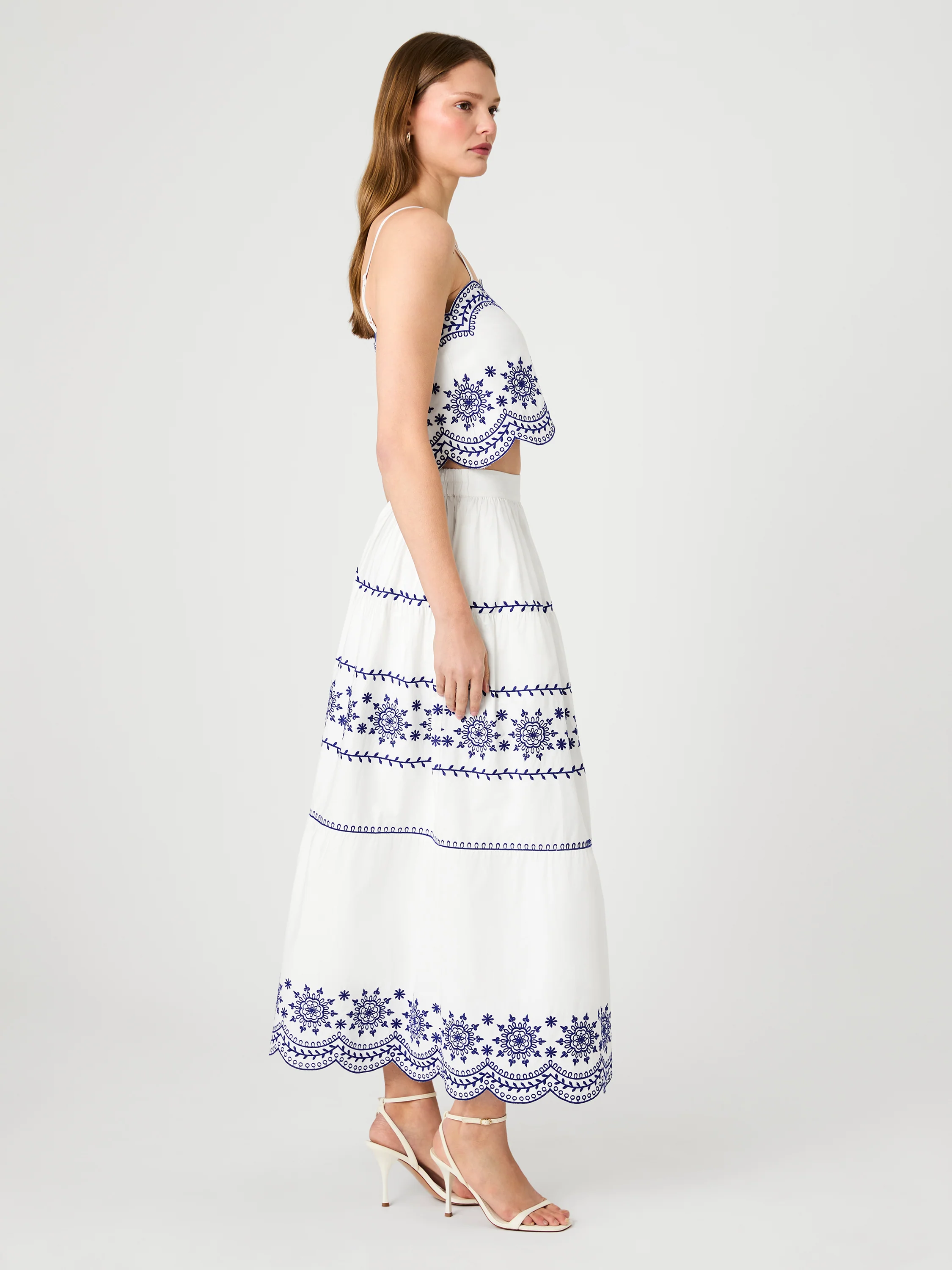 ALISSA COTTON EMBROIDERED MIDI SKIRT - Image 5
