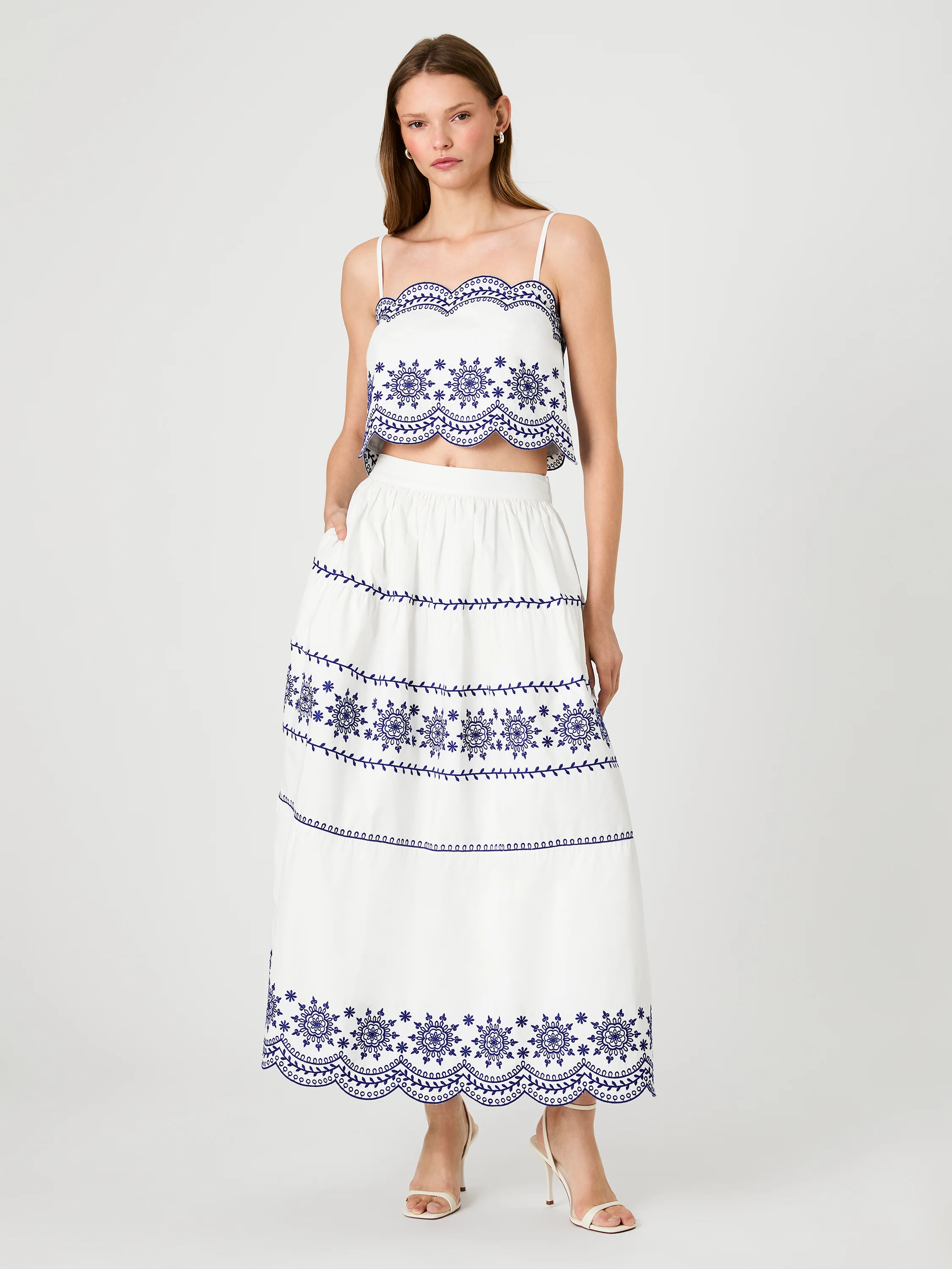 ALISSA COTTON EMBROIDERED MIDI SKIRT - Image 6