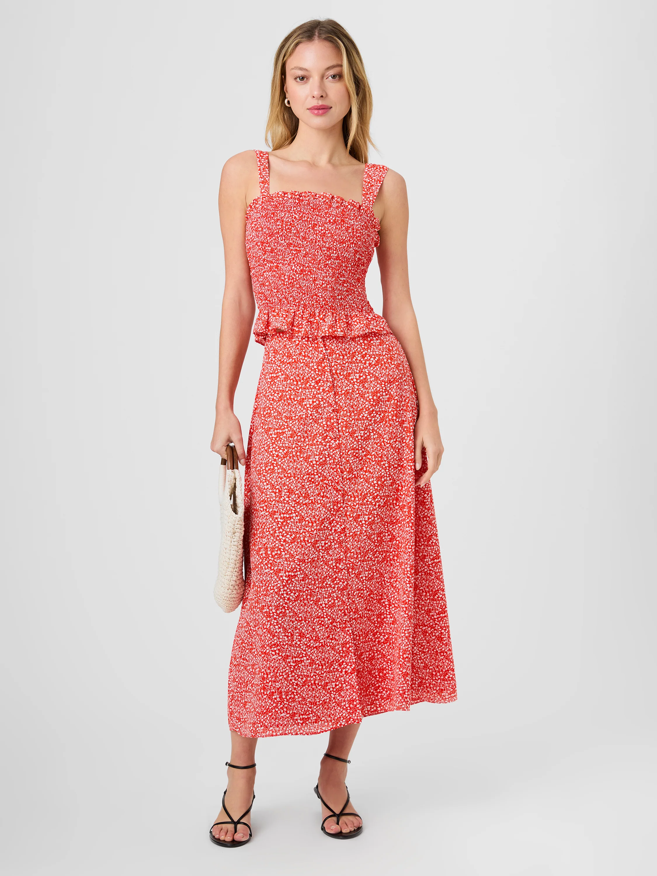MADISON CREPE AGNES FLEUR MIDI SKIRT