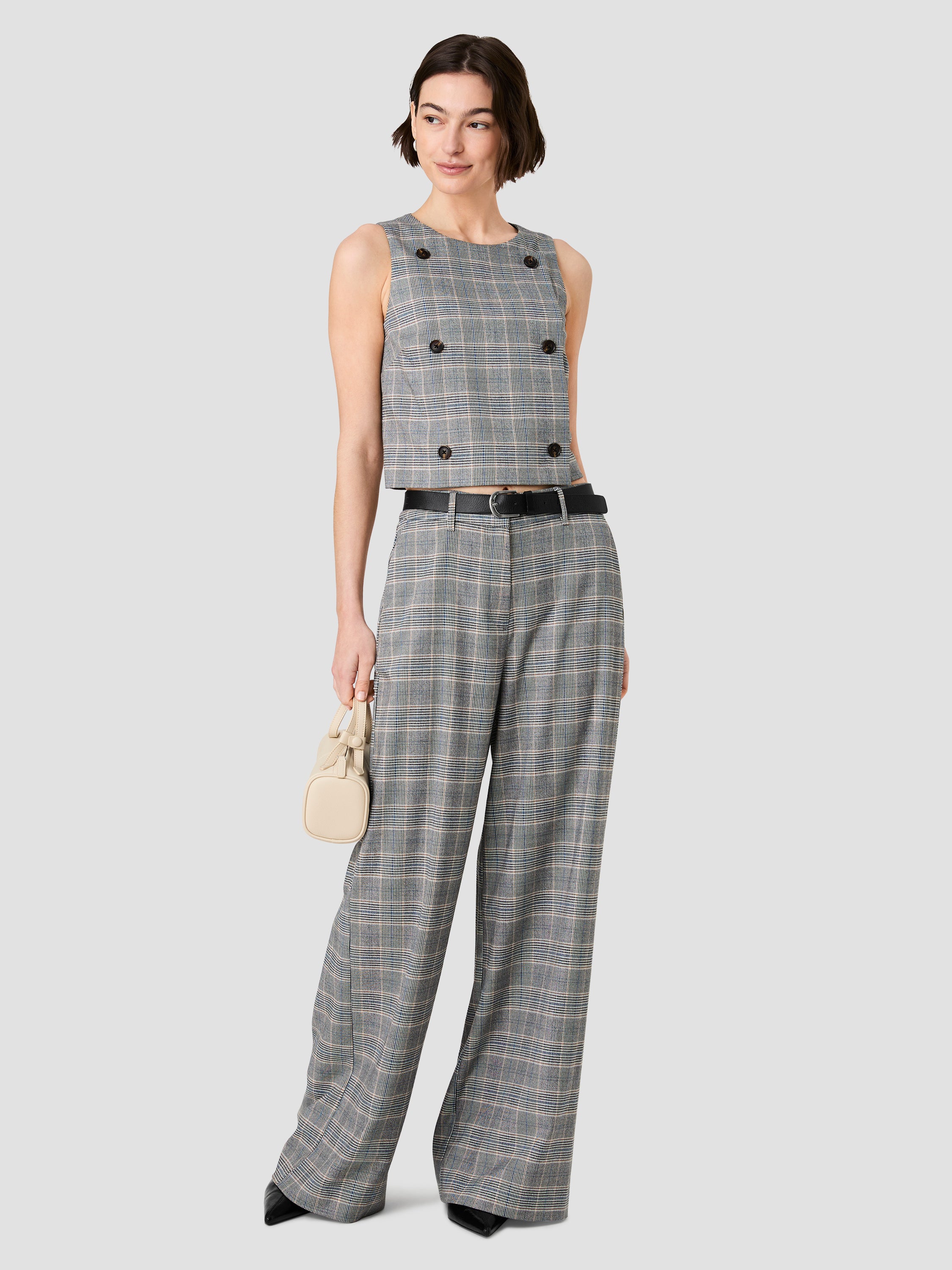 MATTEO PLAID WIDE LEG TROUSERS