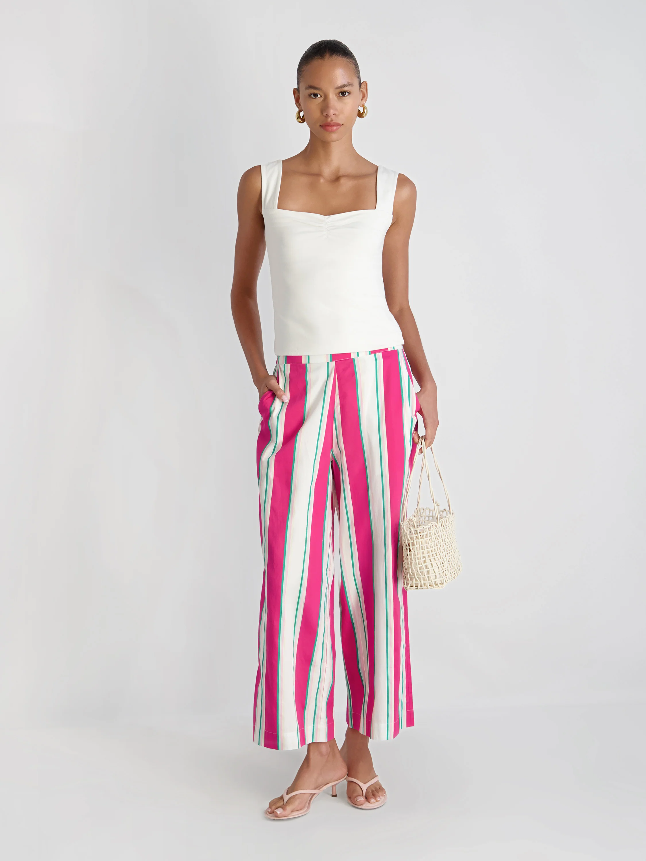 ALEXIS POPLIN HAVANA STRIPE CROP PANT - Image 2
