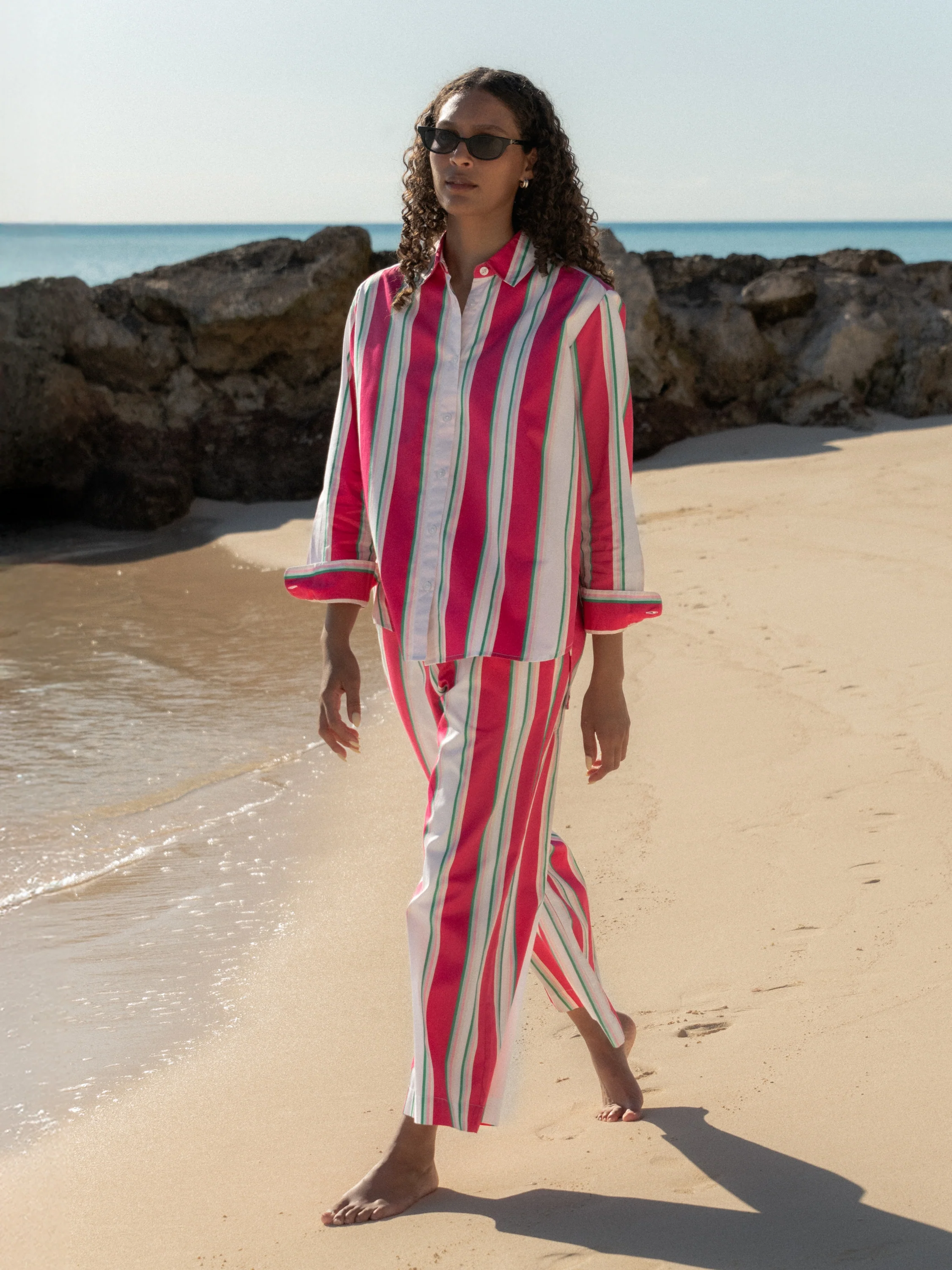 ALEXIS POPLIN HAVANA STRIPE CROP PANT - Image 4