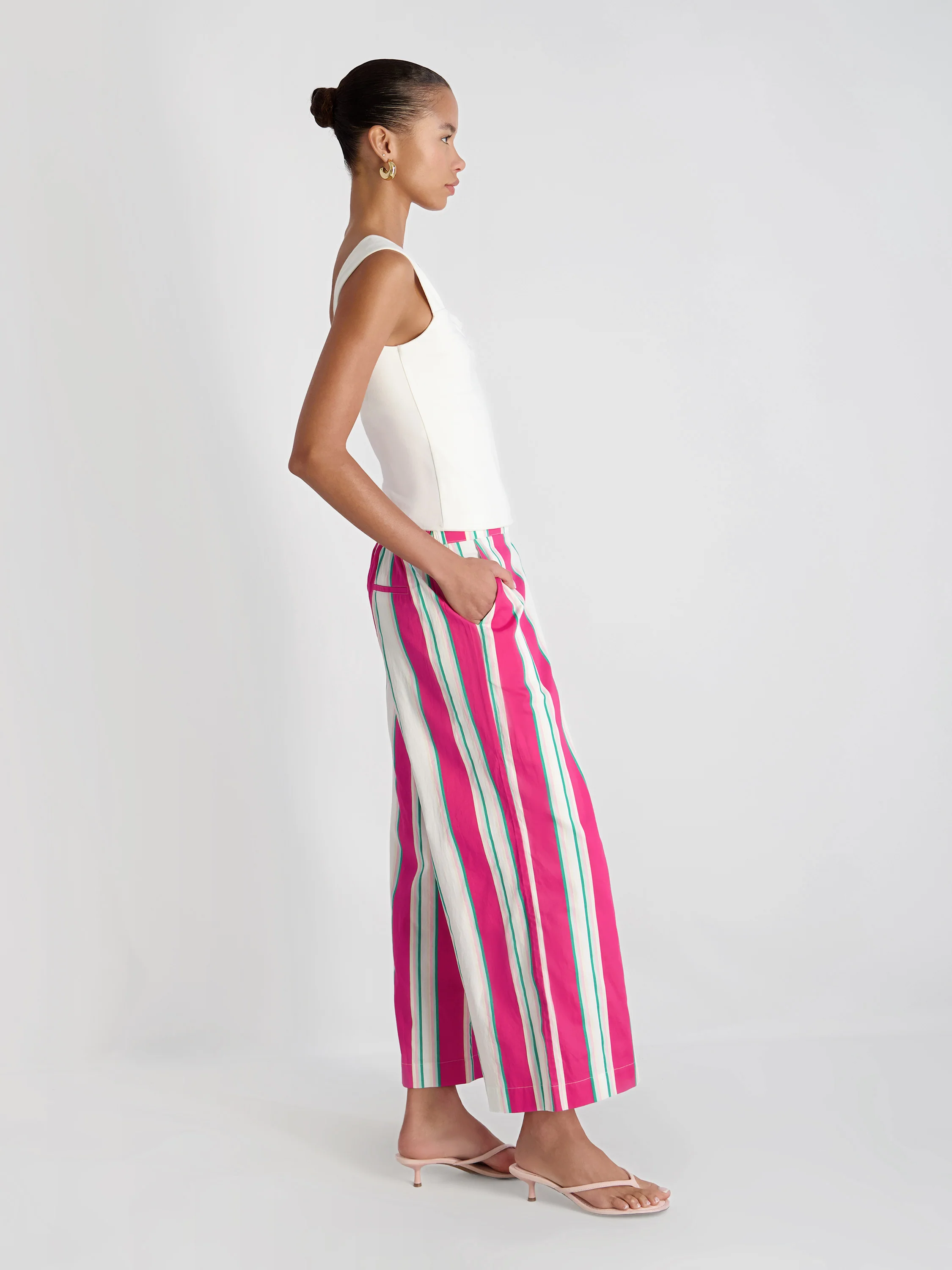 ALEXIS POPLIN HAVANA STRIPE CROP PANT - Image 8