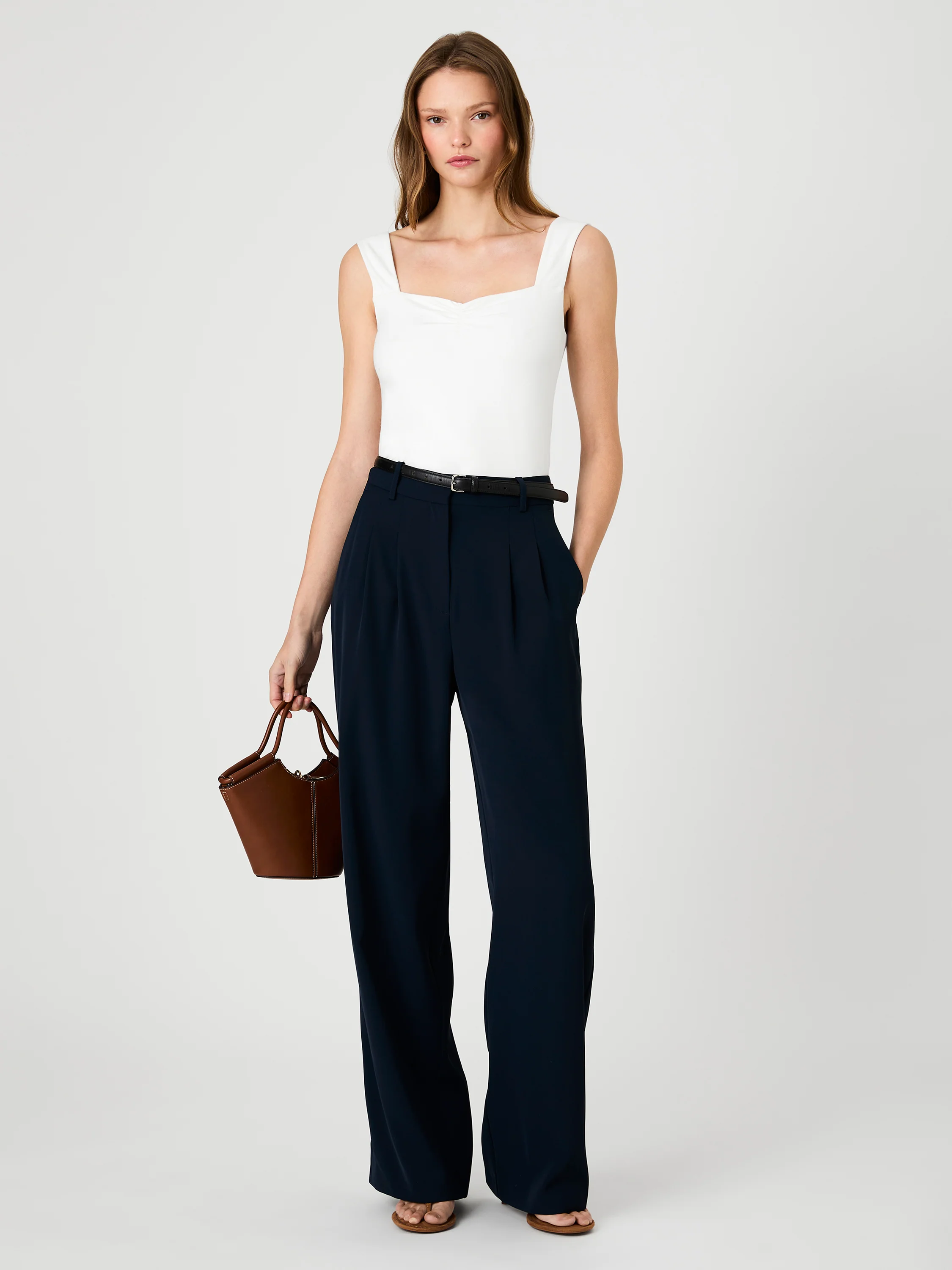 MAISIE JERSEY KNIT RUCHED FRONT TANK