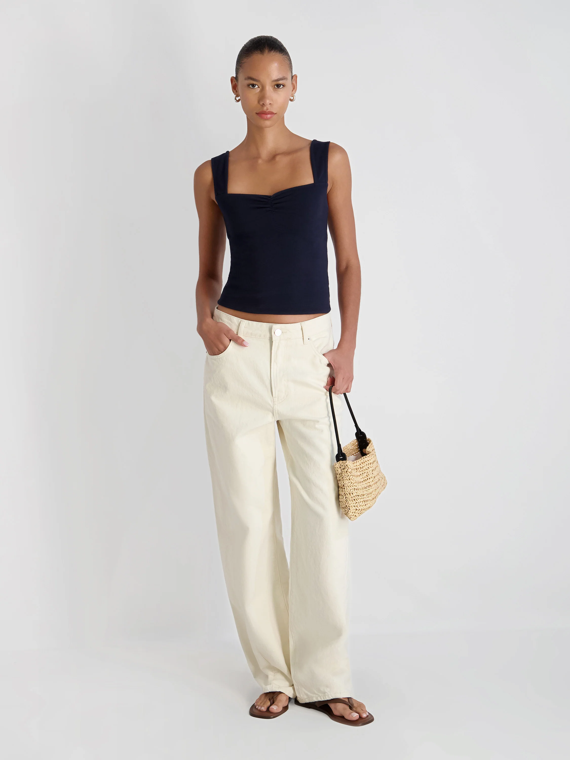 MAISIE JERSEY KNIT RUCHED FRONT TANK