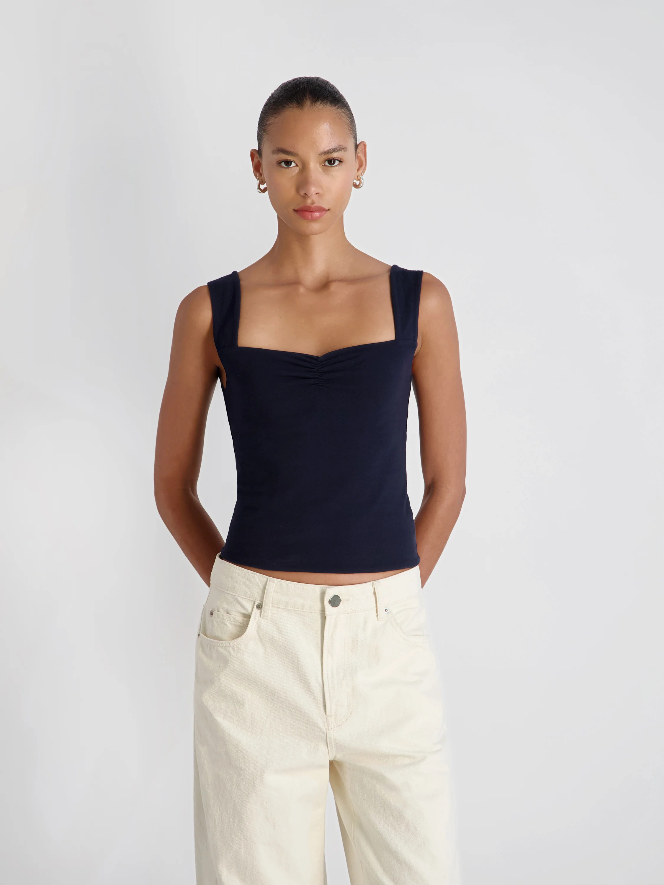 MAISIE JERSEY KNIT RUCHED FRONT TANK - Image 2