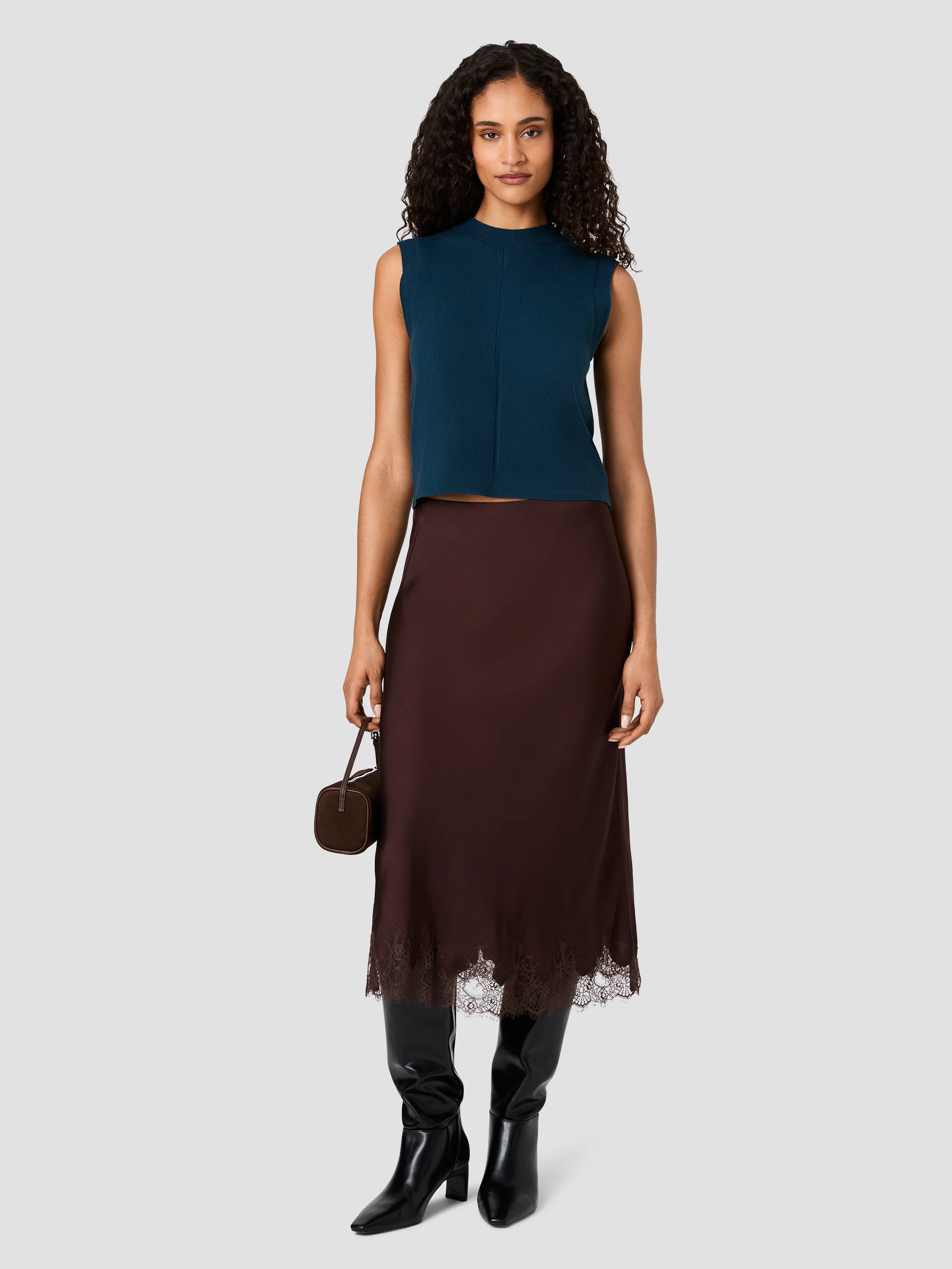 BABYSOFT VERTICAL TICK CREW NECK SLEEVELESS TOP