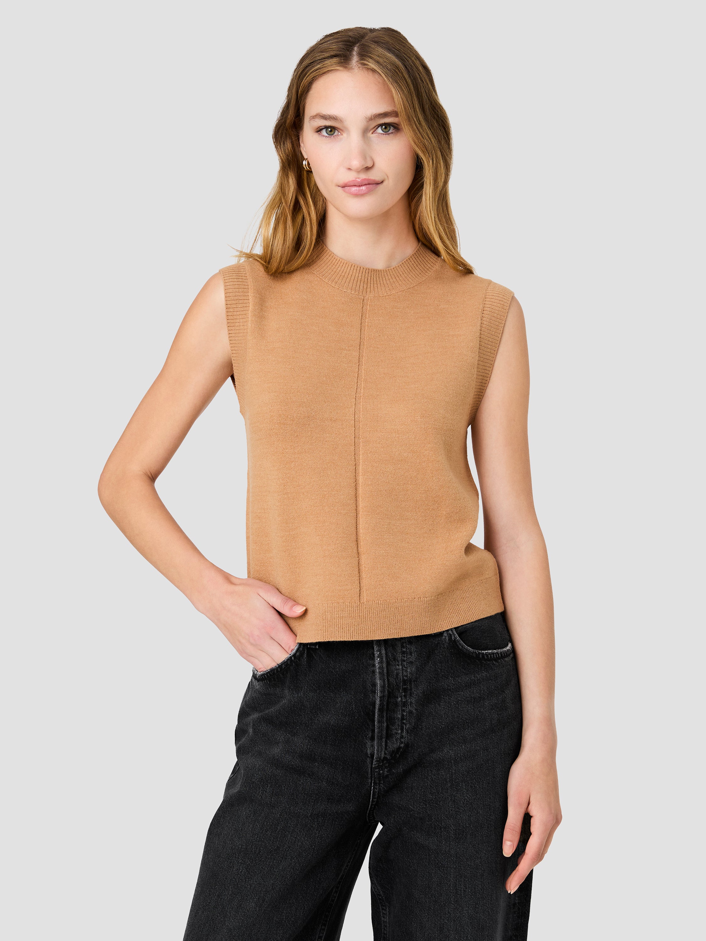 BABYSOFT VERTICAL TICK CREW NECK SLEEVELESS TOP - Image 2