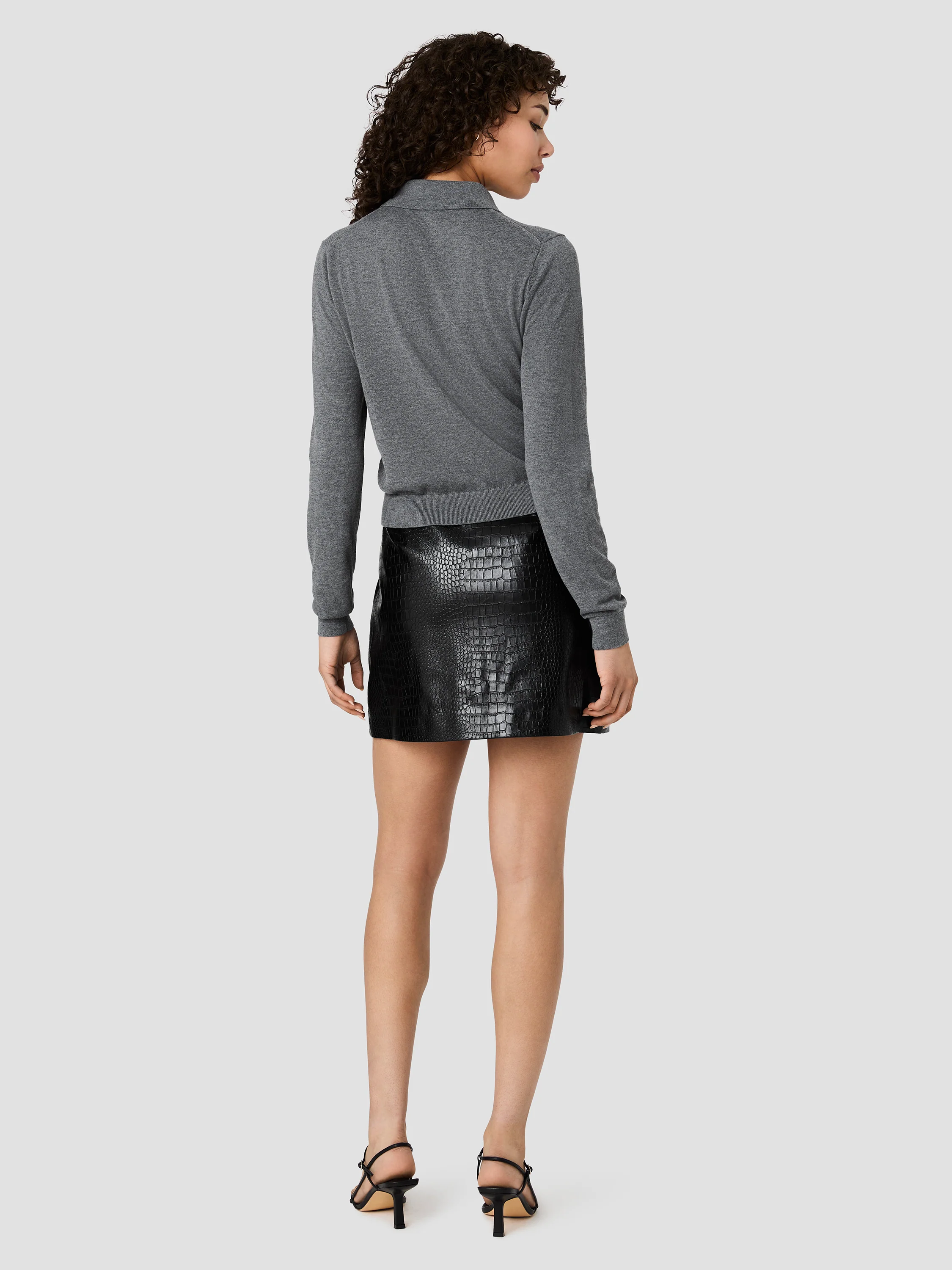 NOLA FINE KNIT LONG SLEEVE POLO TOP - Image 4