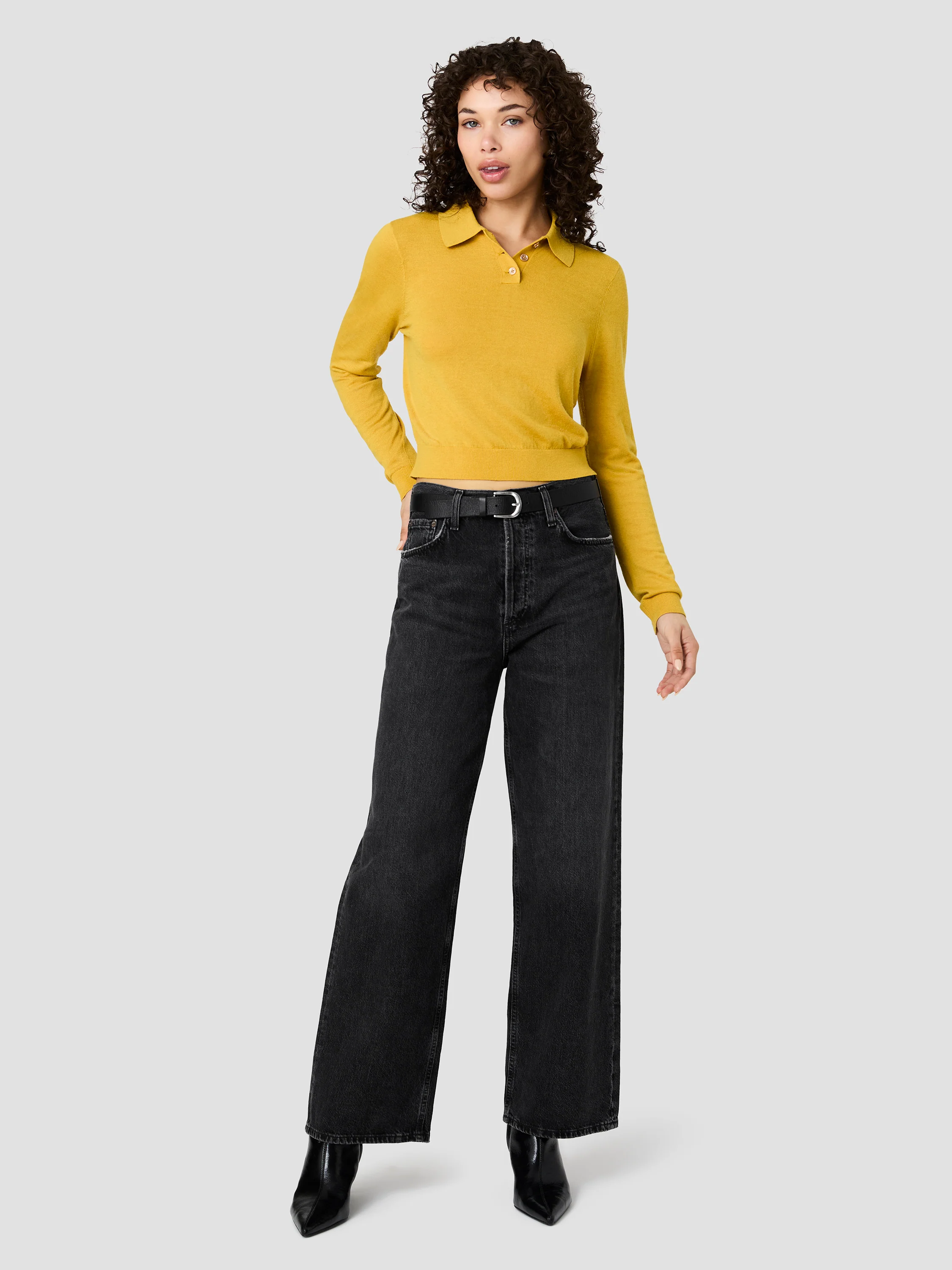 NOLA FINE KNIT LONG SLEEVE POLO TOP - Image 6