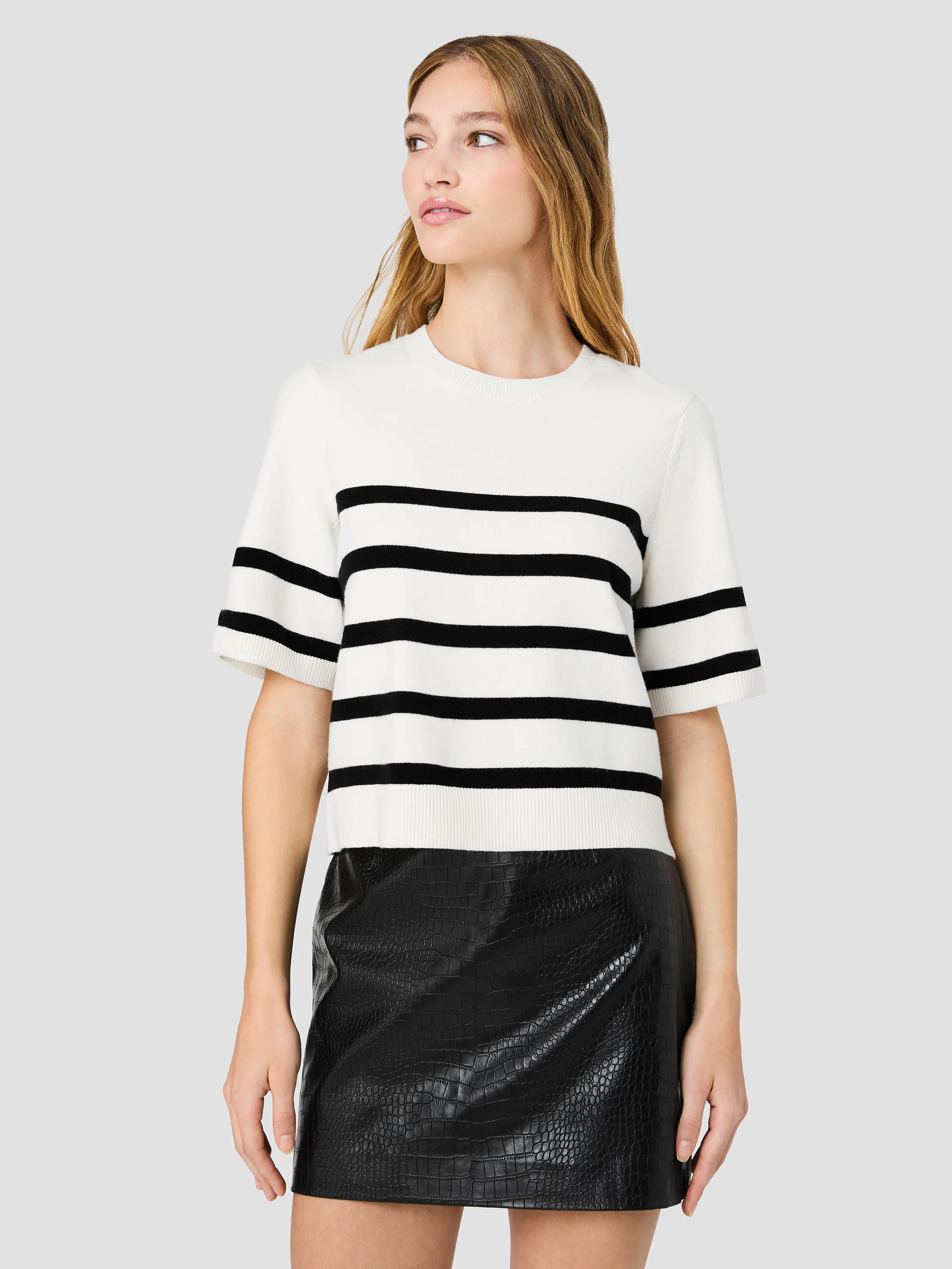 SLOANE KNIT SHORT SLEEVE STRIPE TOP - Image 2