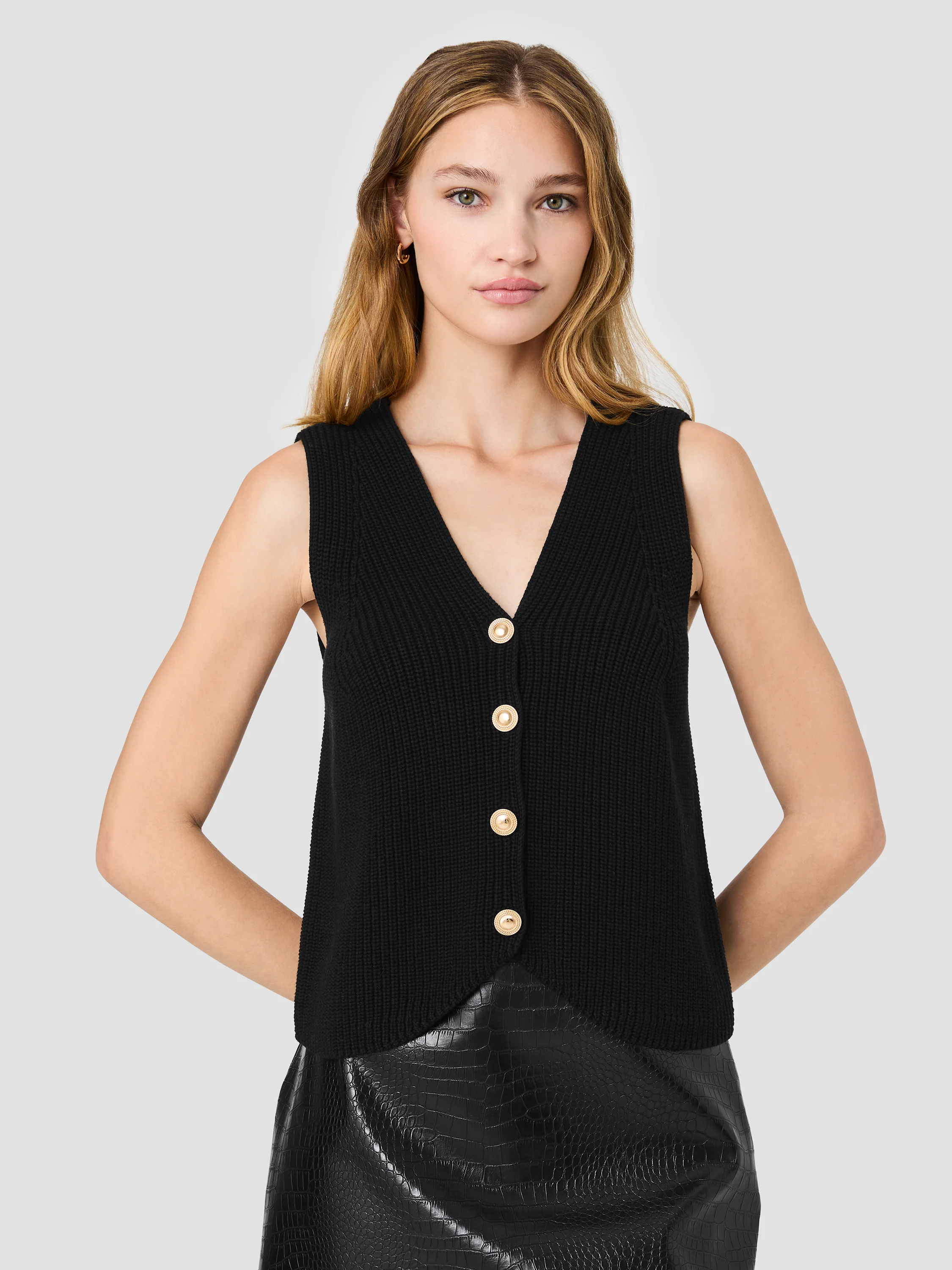 MOZART V-NECK RIB VEST - Image 2