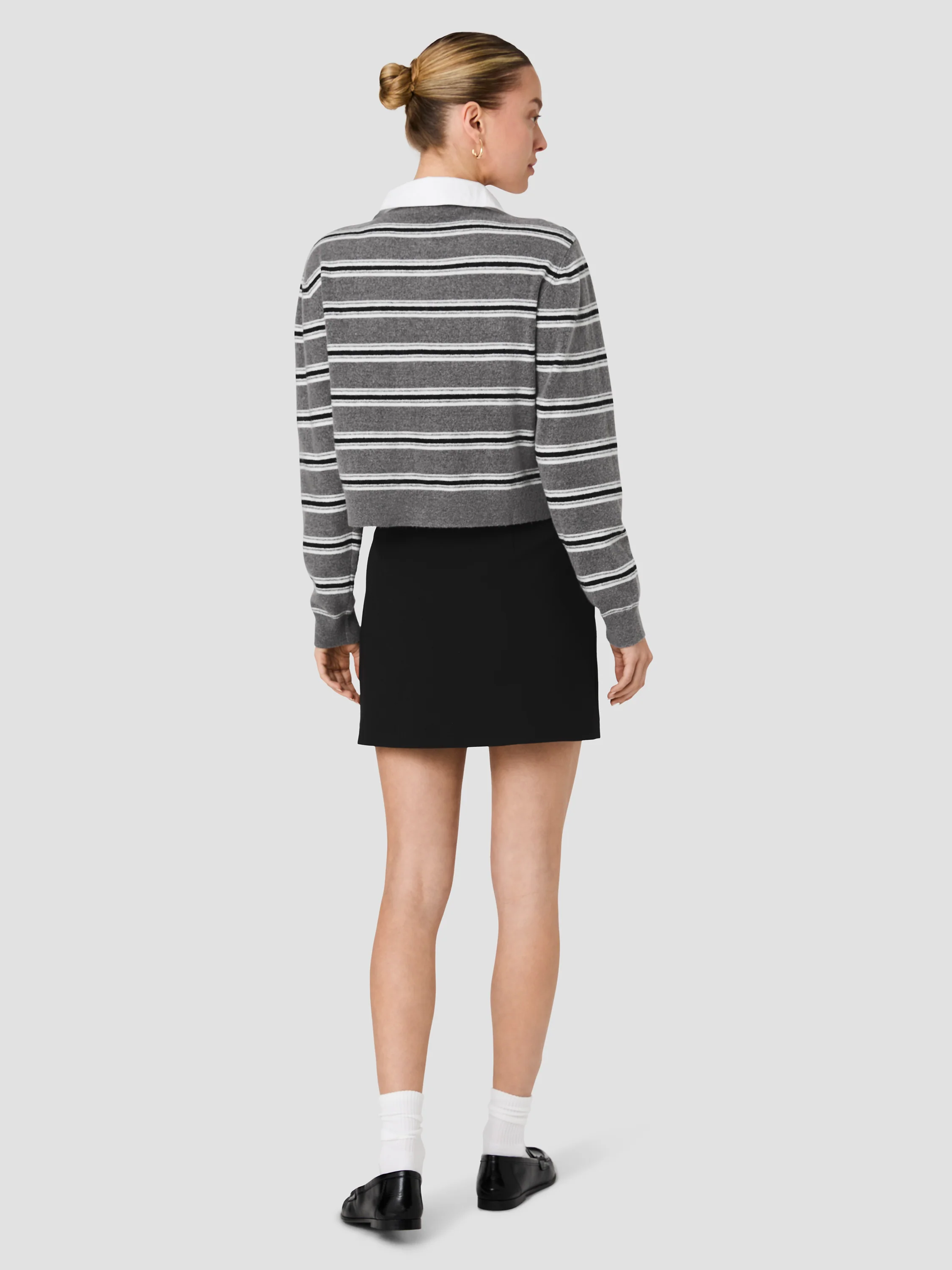 YULIA KNIT CAMPUS STRIPE CONTRAST COLLAR PULLOVER - Image 4