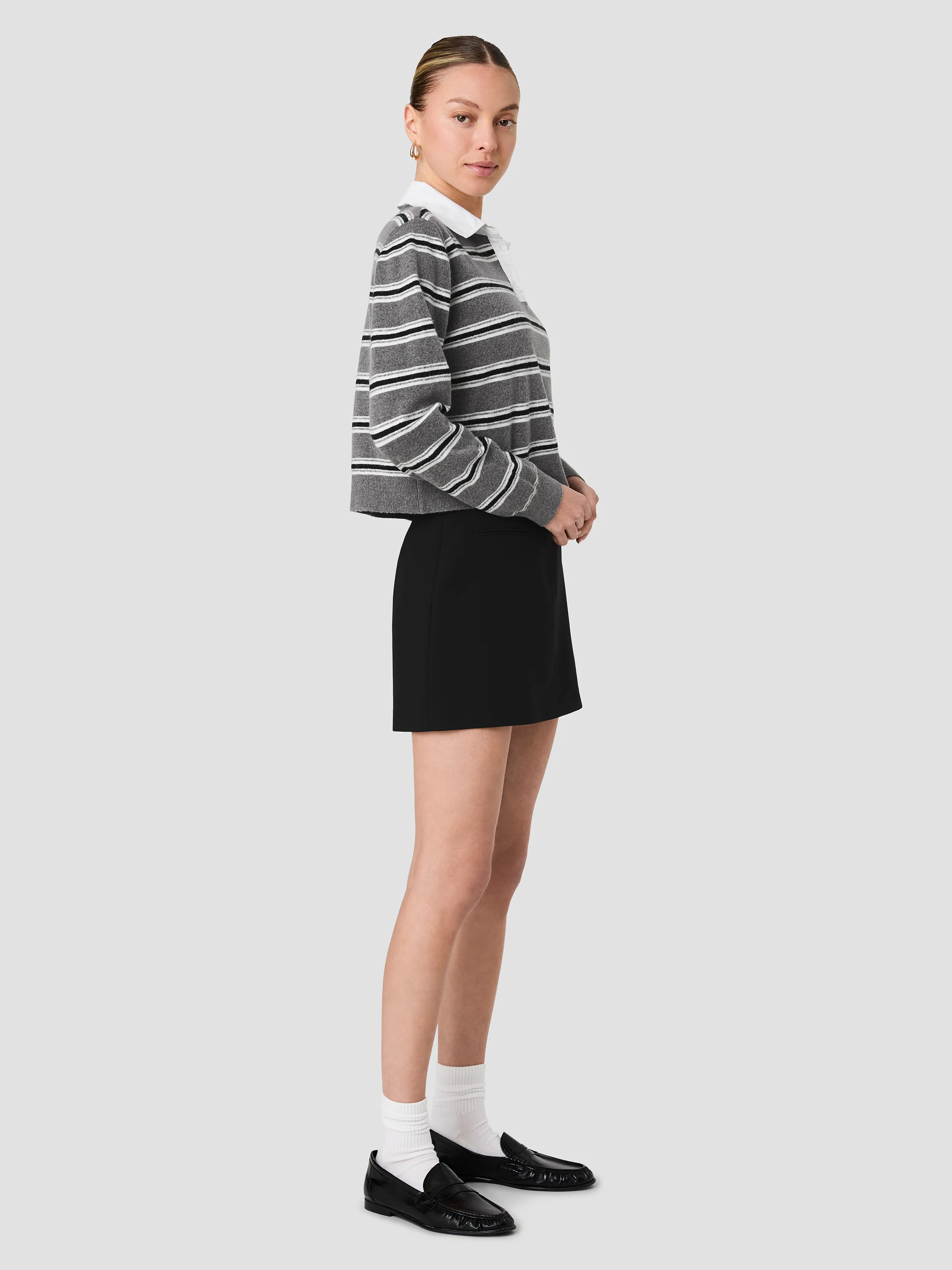 YULIA KNIT CAMPUS STRIPE CONTRAST COLLAR PULLOVER - Image 5