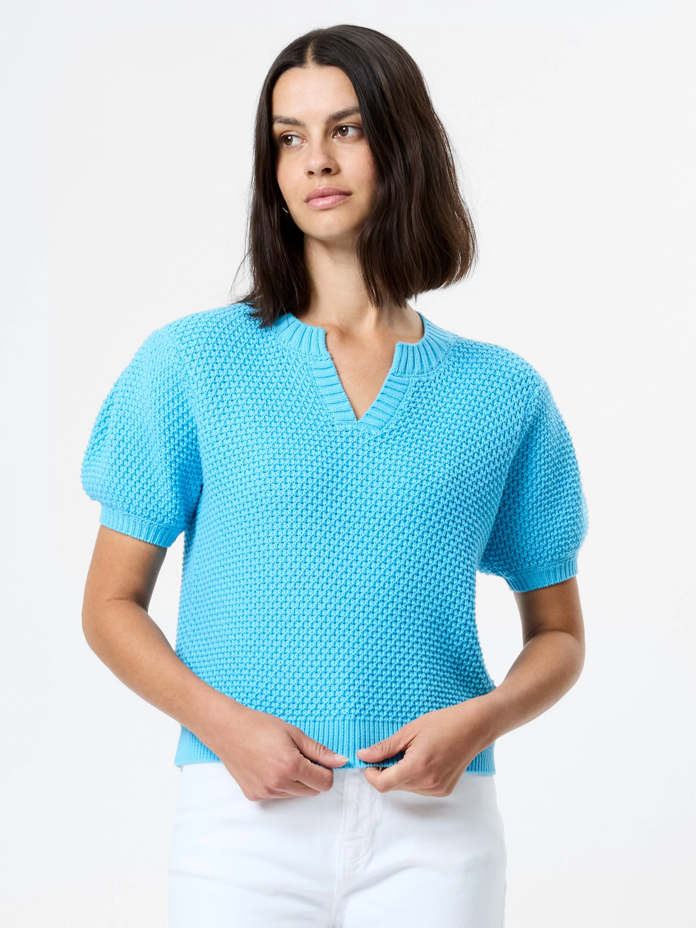 REMY COTTON BLEND V-NECK TOP
