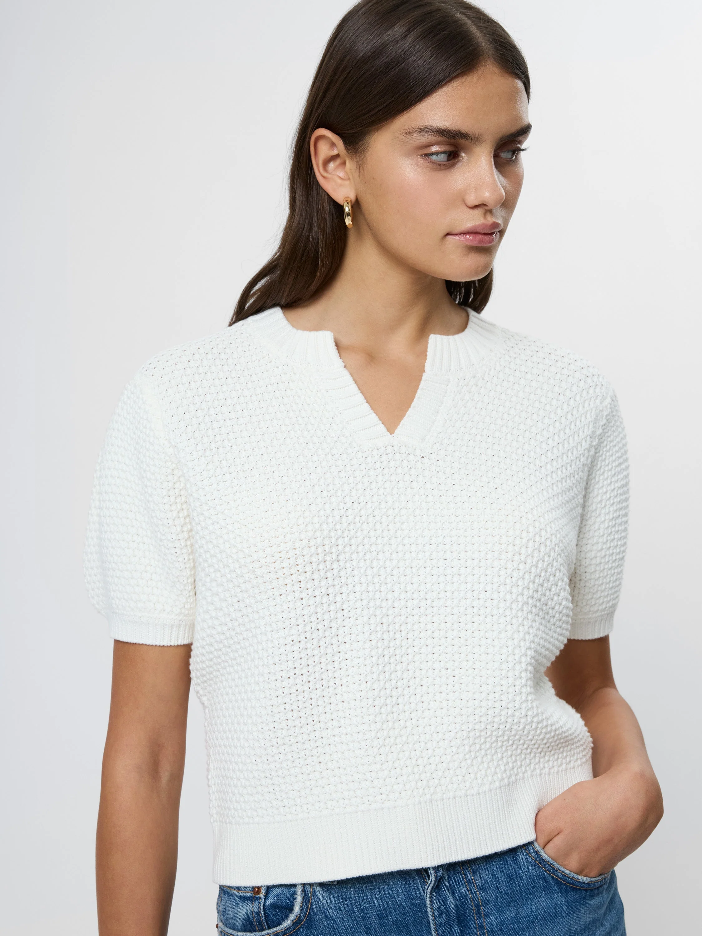 REMY COTTON BLEND V-NECK TOP