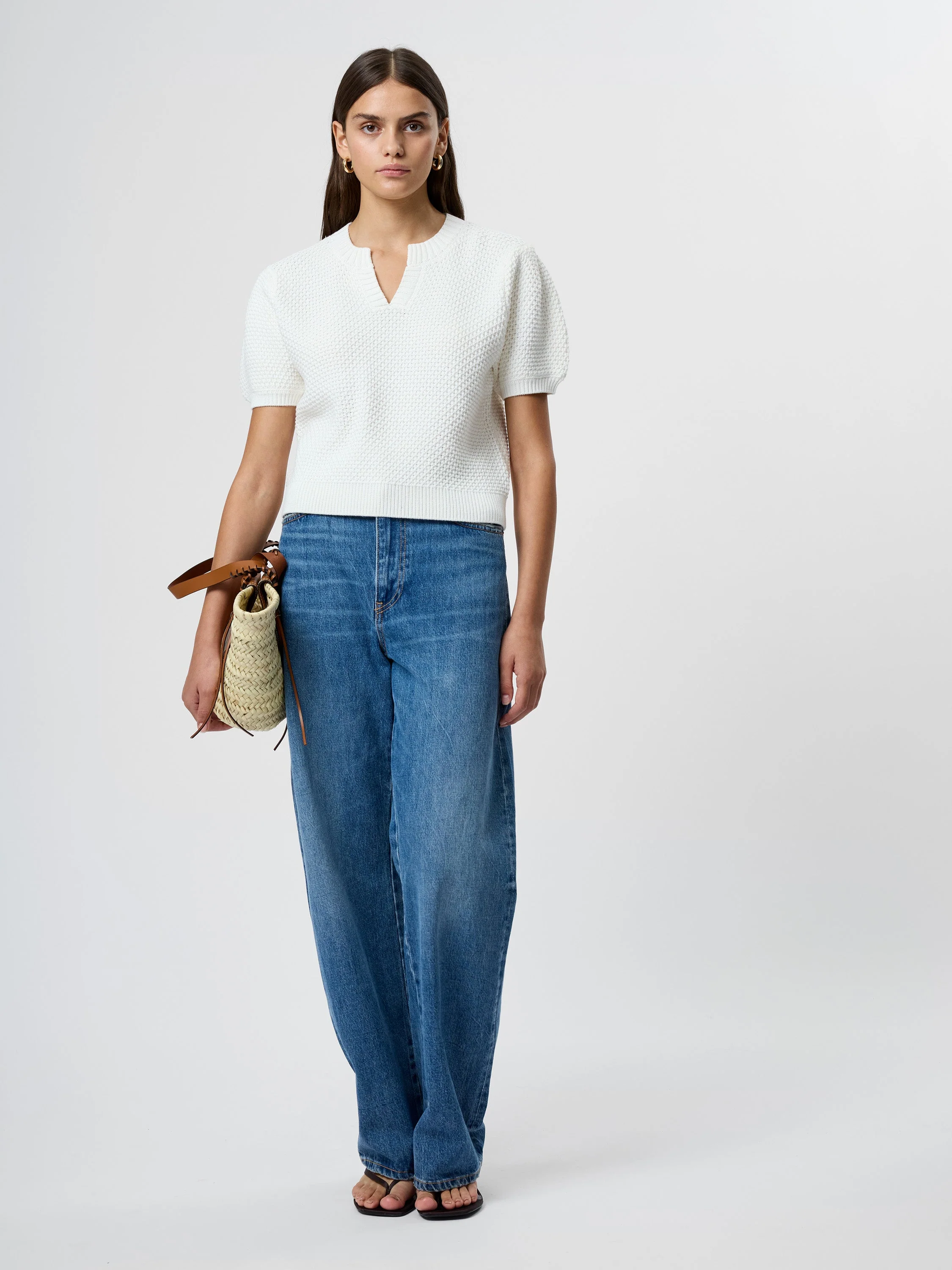 REMY COTTON BLEND V-NECK TOP - Image 2