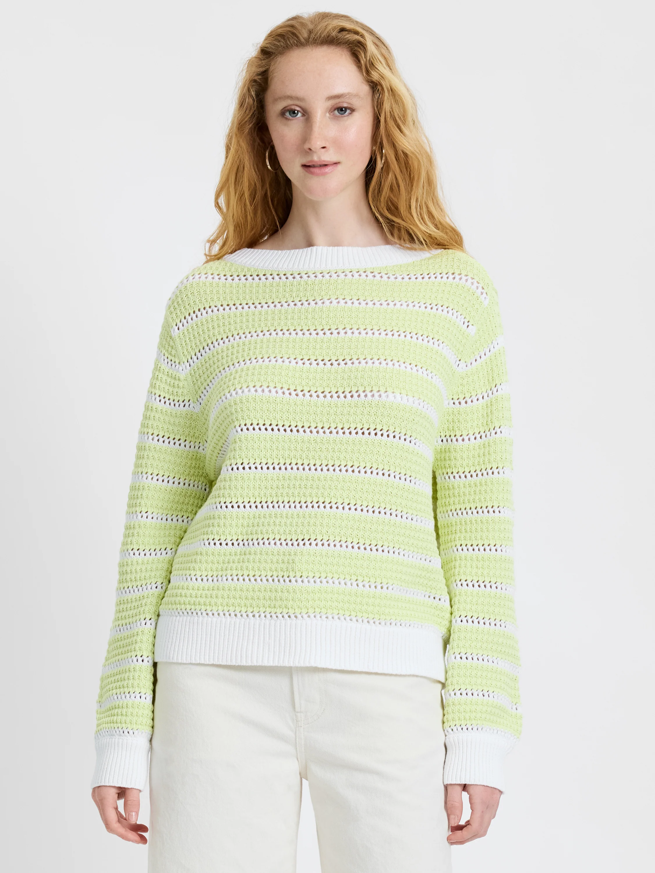 TEDDY KNIT OPEN STRIPE PULLOVER
