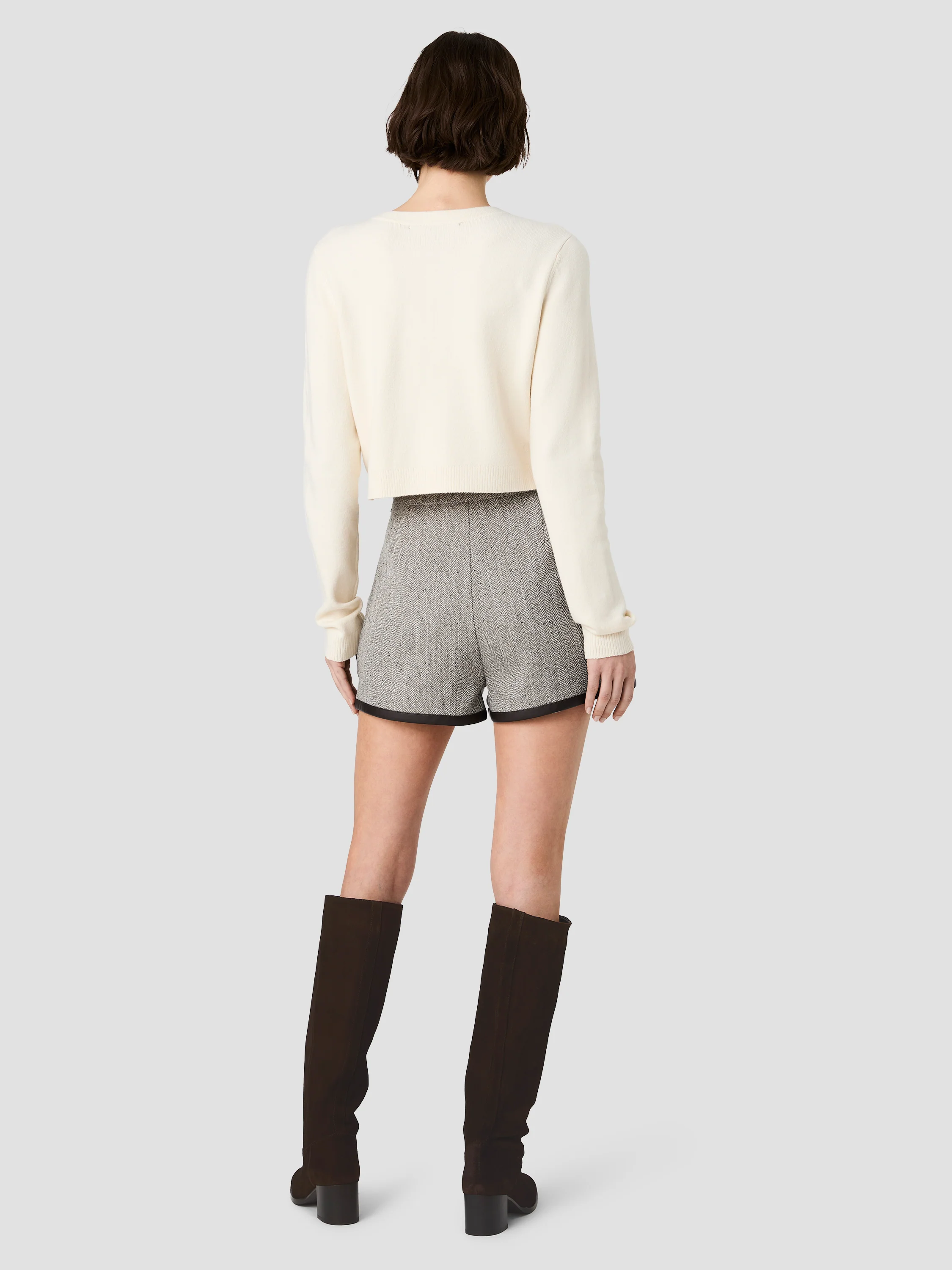 SPECKLED HERRINGBONE SUITING SHORTS - Image 4